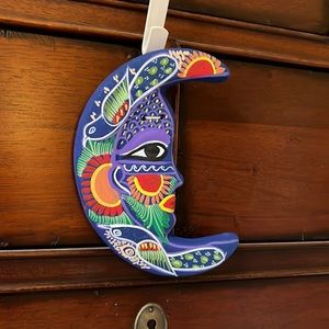 NWOT Handpainted Terra Cotta Sun/Moon Face